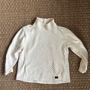 White Quilted LL Bean Long Sleeve Sweater/Sweatshirt